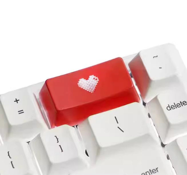 Transparent pixel heart, ABS plastic material, multiple key positions, personalized keycaps