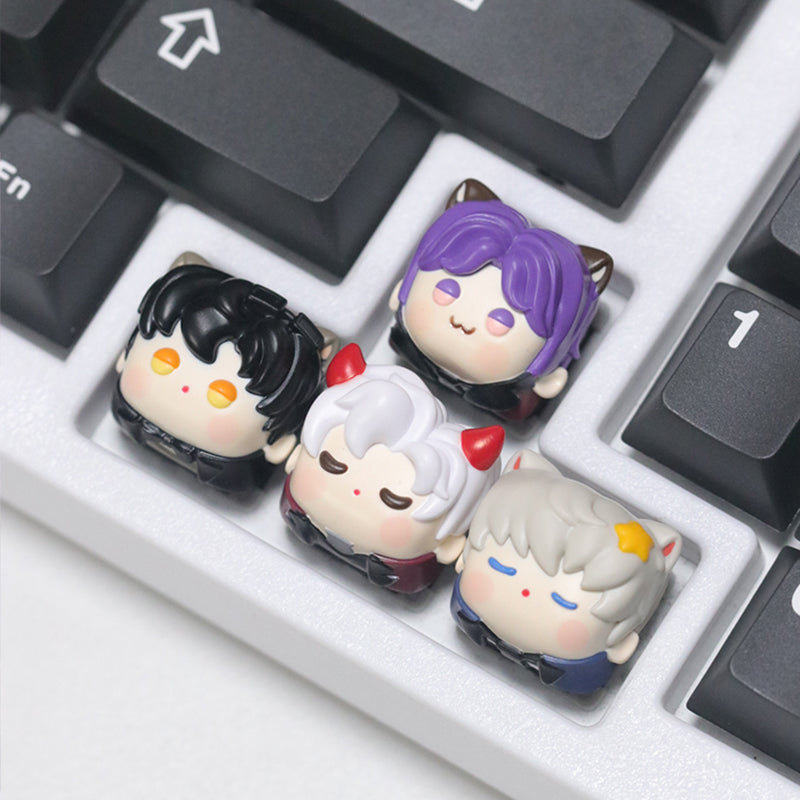 Deep Space Love Multi colored Resin Personalized Keycaps, Decorative Keycaps, Resin Doll Keycaps