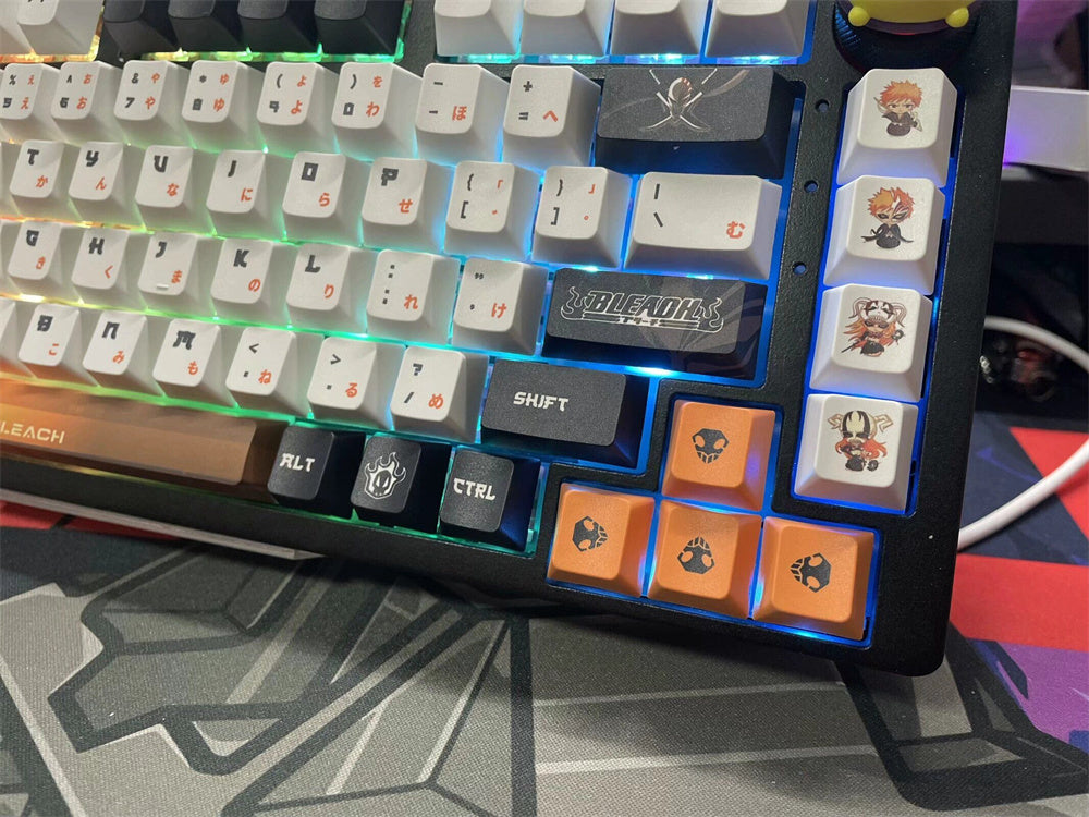 BLEACH theme, Kurosaki Ichigo, PBT material five sided sublimation, anime game series personalized set decorative keycaps