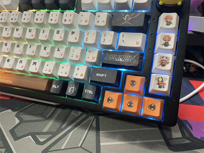 BLEACH theme, Kurosaki Ichigo, PBT material five sided sublimation, anime game series personalized set decorative keycaps