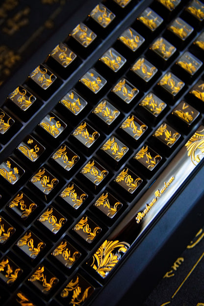 Black PVD mirror original factory height metal zinc alloy CNC carved retro patterned metal decorative keycaps
