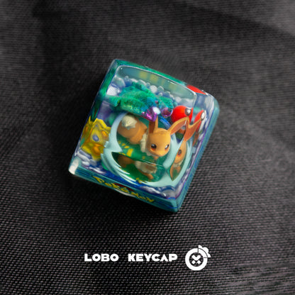 Pok é mon, Eevee，1UCrystal drops of glue personalized keycaps, Cute style resin keycaps