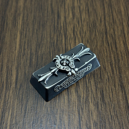 Chrome Hearts sterling silver oxide black style, full keyboard key positions, 925 sterling silver custom fashionable cultural keycaps, fashionable personalized art decoration keycaps