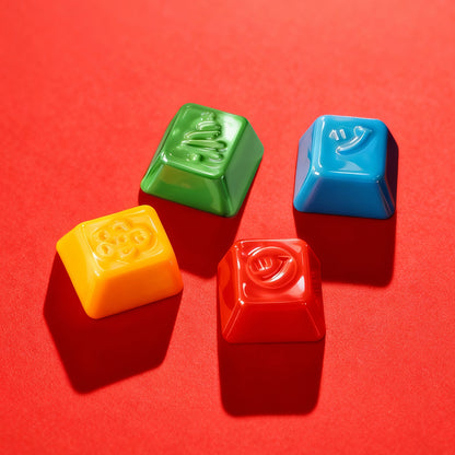 Christmas themed set ceramic keycaps, ceramic material holiday atmosphere high saturation color personalized keycaps, mechanical keyboard decorative keycaps.