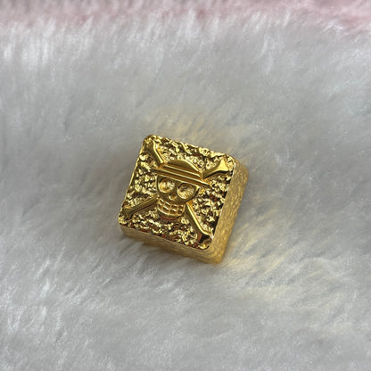 One Piece, grass hat Luffy logo, pure copper personalized keycaps, mechanical keyboard metal decorative keycaps