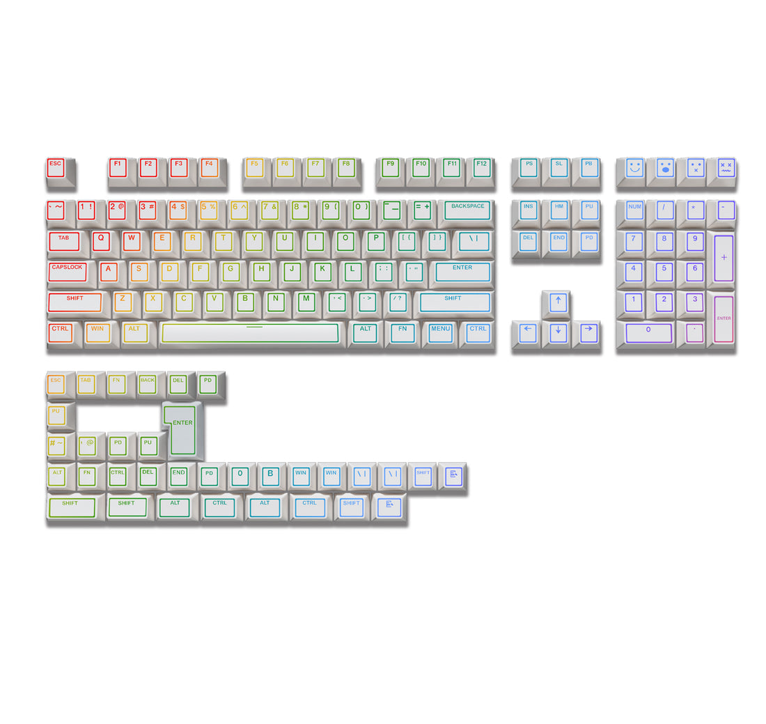 Light edge, keycap square ring+positive engraving translucent white PBT dual color customized factory height set keycap