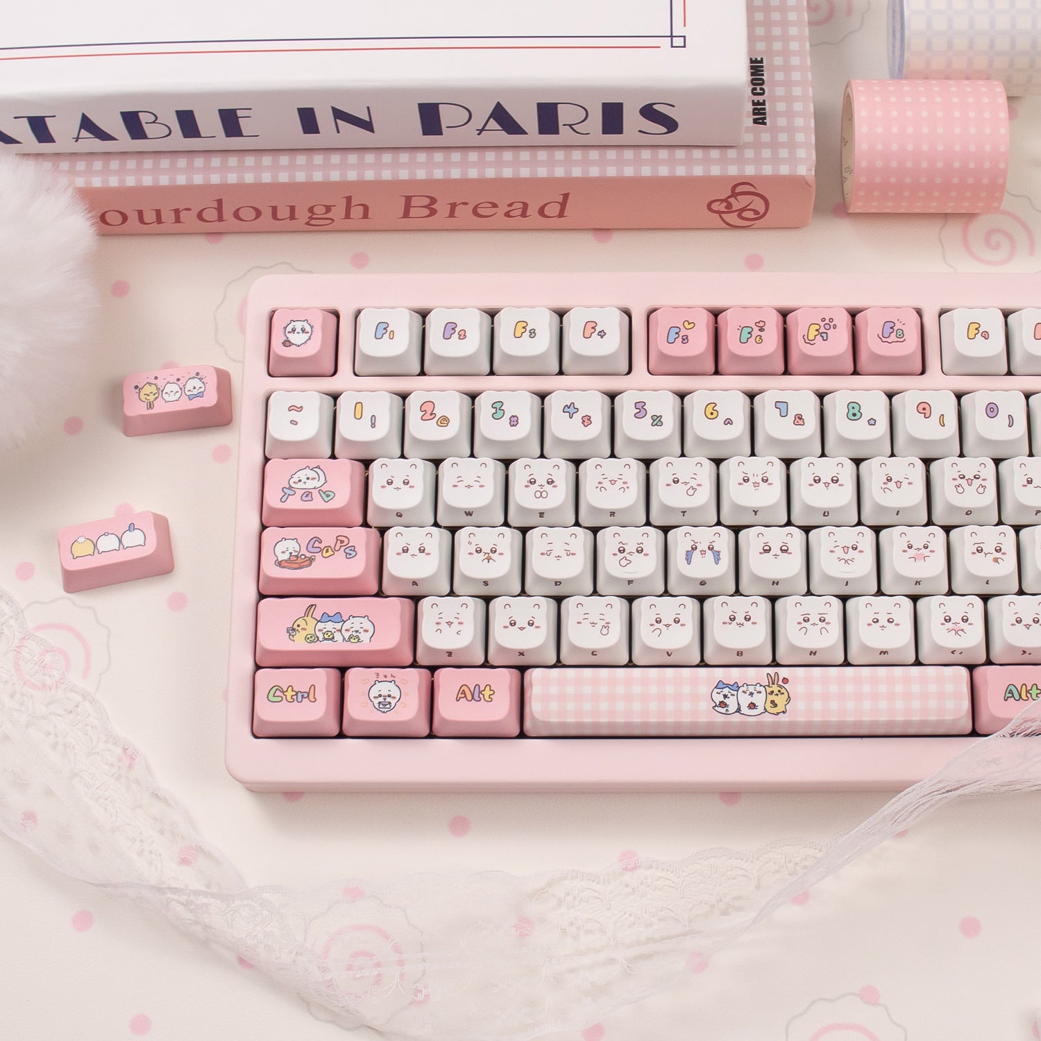 Chiikawa theme, PBT material MOA height Sublimation creative personalized keycap set