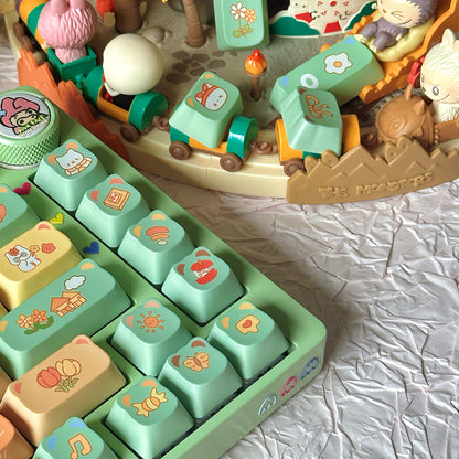 Orange Bear, Bear Ear Key Cap PBT Mechanical Keyboard Key Cap Original PDA High Girl Cute Personalized Key Cap Set
