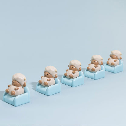 Leisure Time Theme, Small Animals Sitting on Sofa, Resin Spray Personalized Keycaps, Art Design Keycaps