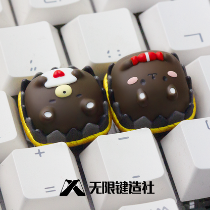 Chocolate Bear, Cute Resin Artisankeycaps Original Personalized Custom Resin Mechanical Keyboard Keycaps