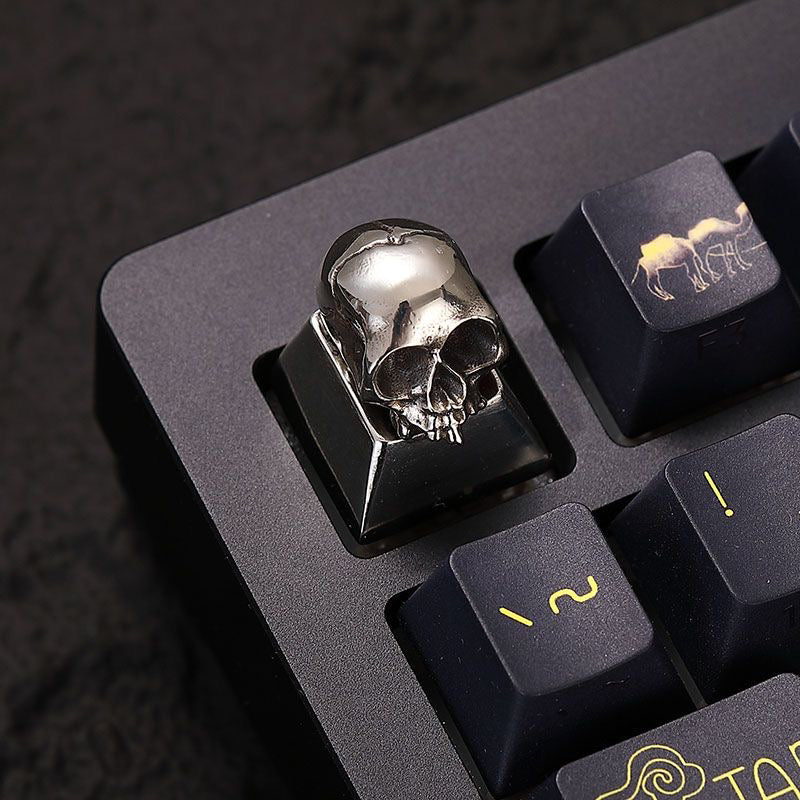 Pure copper skull, unique and niche metal keycaps, metal decorative keycaps, mechanical keyboard art keycaps