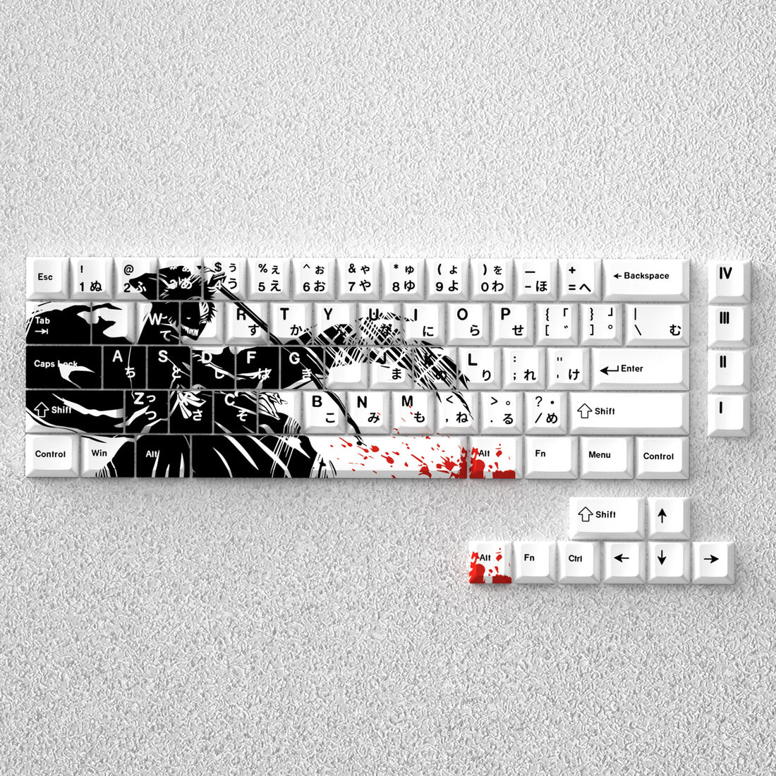 BLEACH，Kurosaki Ichigo， Original height PBT engraved keycap set, compatible with 60 65 68