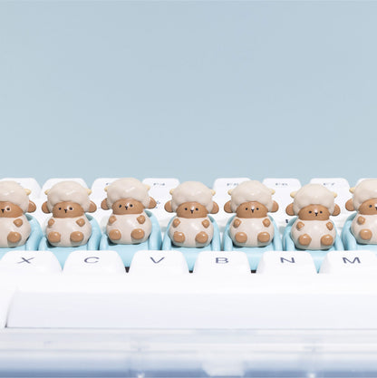 Leisure Time Theme, Small Animals Sitting on Sofa, Resin Spray Personalized Keycaps, Art Design Keycaps