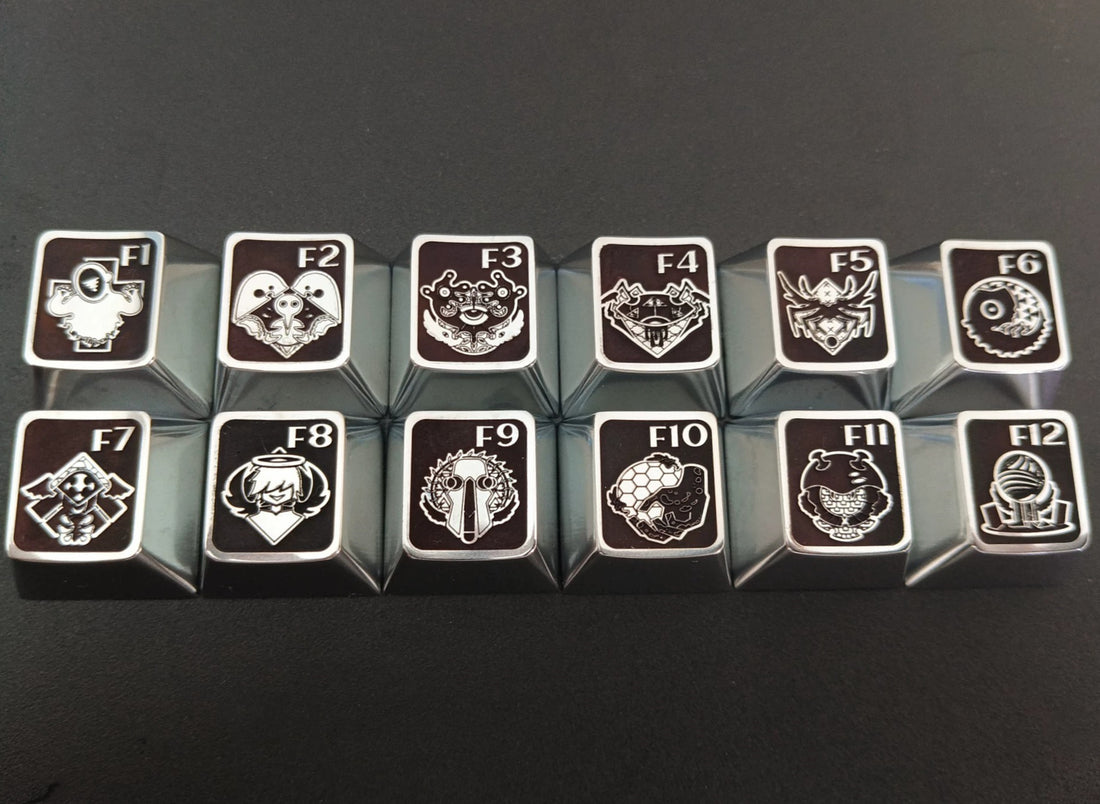 EVA，NEON GENESIS EVANGELION，Angel， A set of 12 F-zone (default zinc alloy) metal personalized keycaps, anime game monster villain metal keycaps.