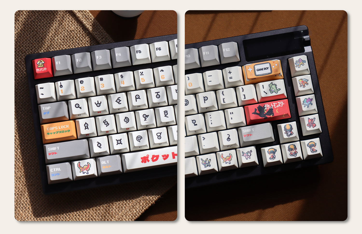Pok é mon Gold and Silver, Unknown Totem Pok é mon Keycaps Pixel Wind Mechanical Keycaps Five sided Thermal Sublimation PBT Original Factory Height Set Keycaps