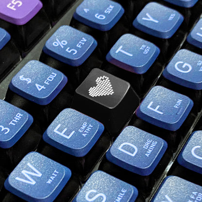 Transparent pixel heart, ABS plastic material, multiple key positions, personalized keycaps