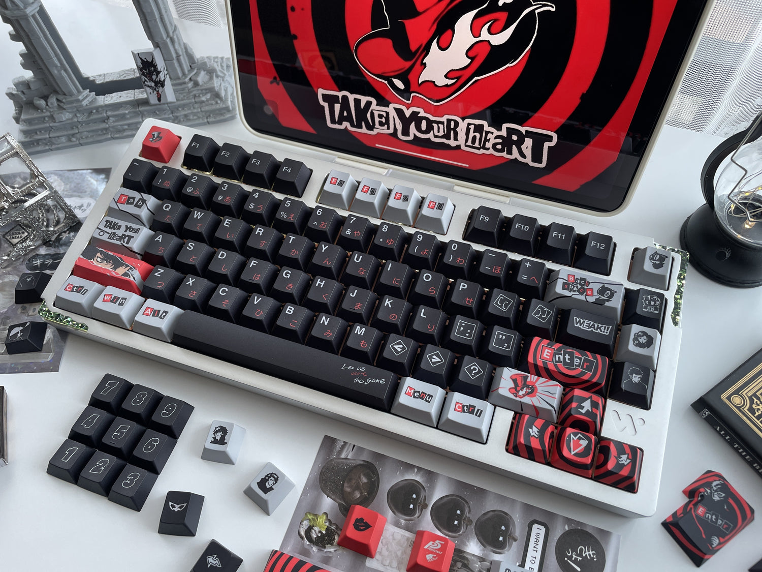 Persona 5, P5 Theme Keycap Game Anime Complete Set PBT Thermal Sublimation Cherry Original Factory Height Set Personalized Keycaps