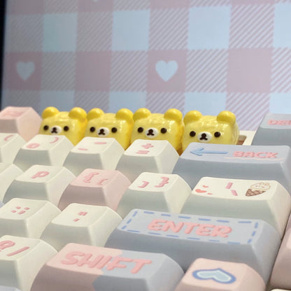 Bear Cake Roll Keycaps Original Personalized Keycaps Original Personalized Keycaps, Mechanical Keyboard Decorative Keycaps, Resin Artisankeycaps