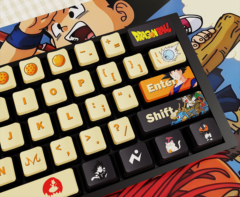 Dragon Ball themed four sided translucent pudding keycaps OEM height PBT sublimation anime themed custom keycaps