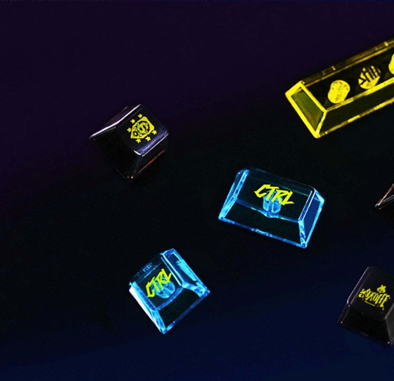 Cyberpunk themed keycaps pbt+PC sublimation technology personalized keycap set neon colored keycaps, anime and game themed decorative keycaps