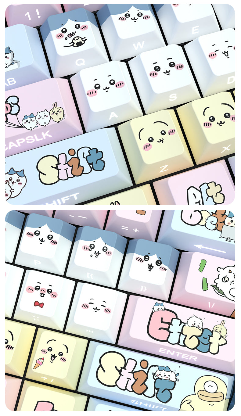 Chiikawa theme, personalized keycap set with side engraved original translucent keycap PBT thermal sublimation process