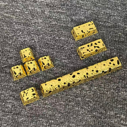 Pure copper material surface gold-plated hollow metal personalized keycaps, metal minimalist style translucent decorative keycaps