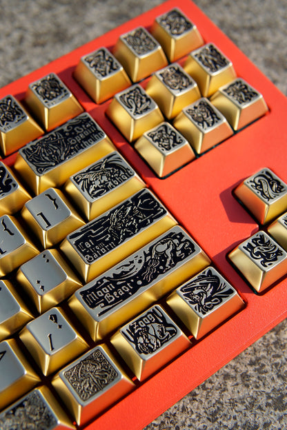 Ancient God theme, metal keycap set, peripheral personalized keycap set（Gold version）
