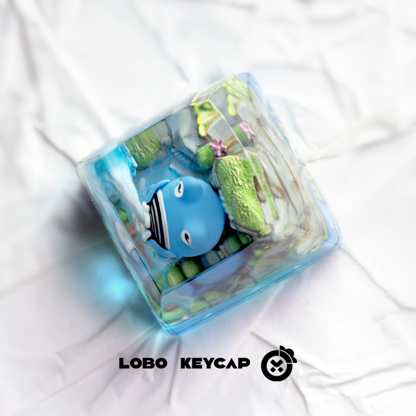 Pok é mon series,Poliwhirl, Crystal drops of glue material artisankeycaps, cute decorative keycaps