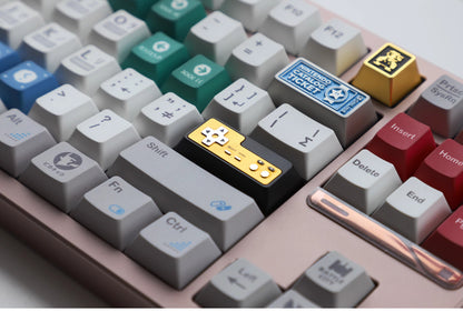 CNC aluminum alloy metal return keycap, red and white FC game console controller, mechanical keyboard cap, anodized metal keycap