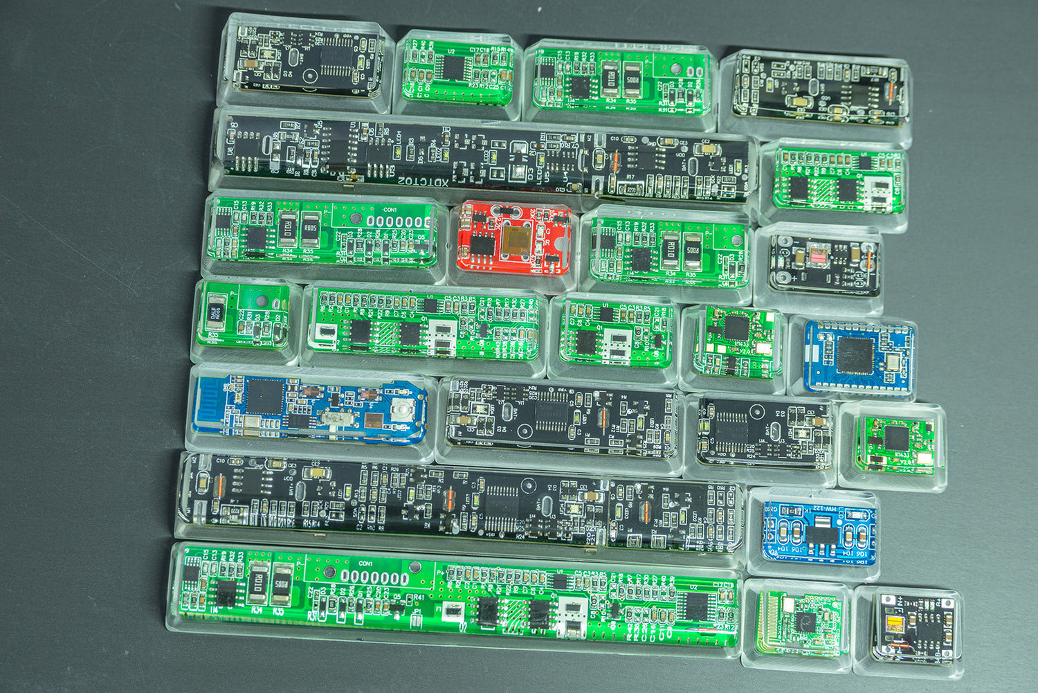 Circuit board design personalized keycaps Crystal drops of glue sealing circuit board decorative keycaps