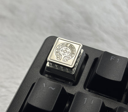 Chrome Hearts style, full keyboard key positions, 925 sterling silver custom trendy cultural keycaps, fashionable and personalized artistic decorative keycaps.