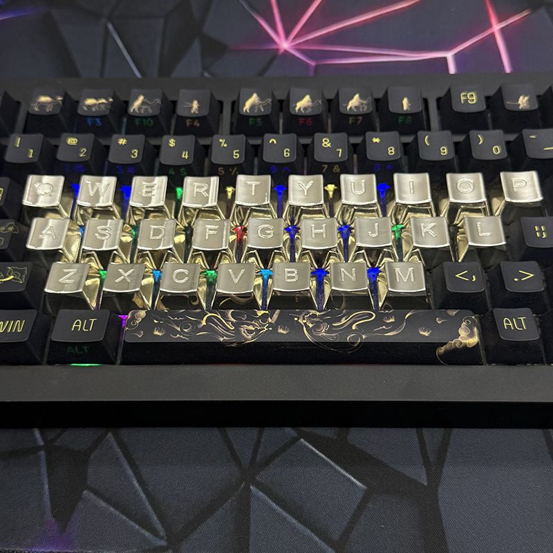 Pure copper OEM height keycap mechanical keyboard with 26 letters polished and used cross switch metal keycap