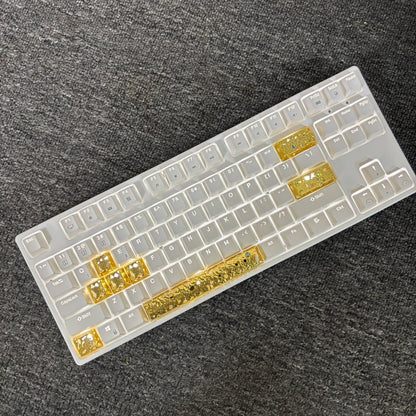 Pure copper material surface gold-plated hollow metal personalized keycaps, metal minimalist style translucent decorative keycaps