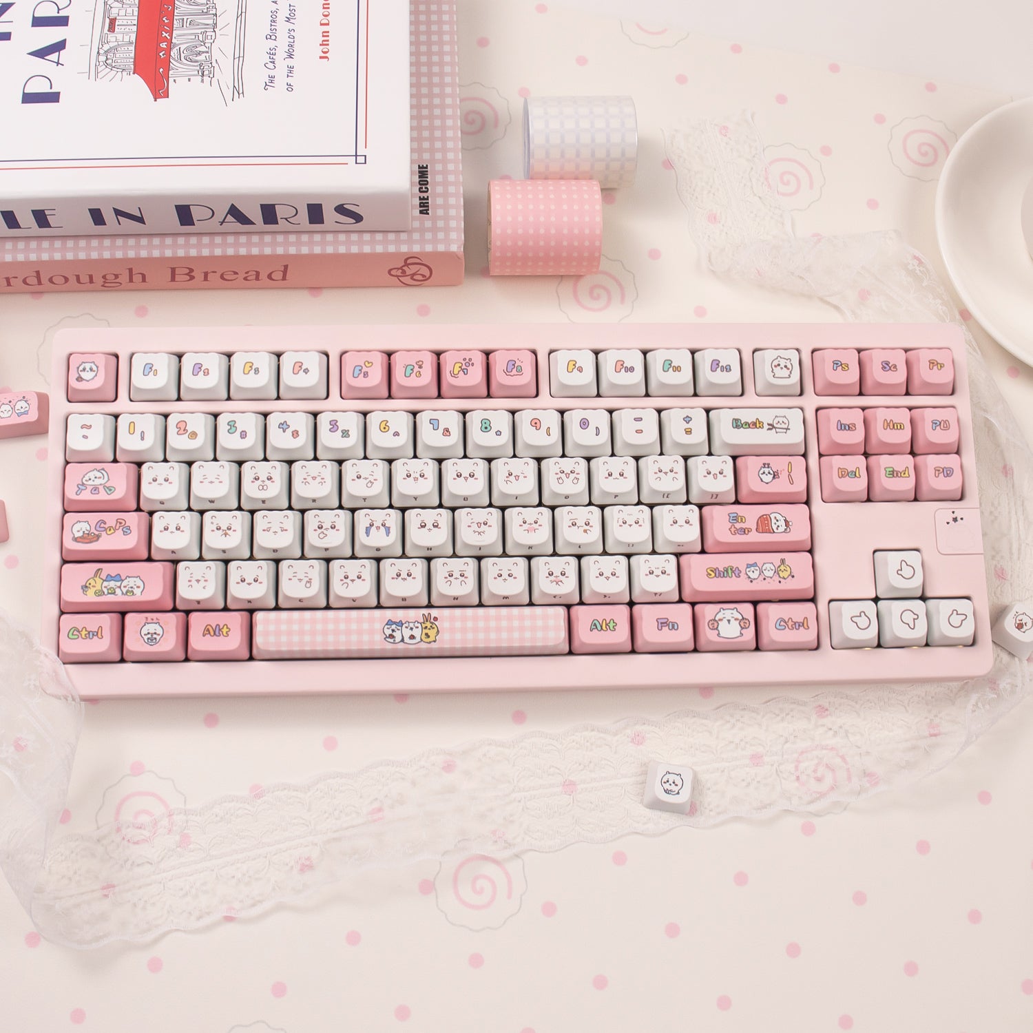 Chiikawa theme, PBT material MOA height Sublimation creative personalized keycap set