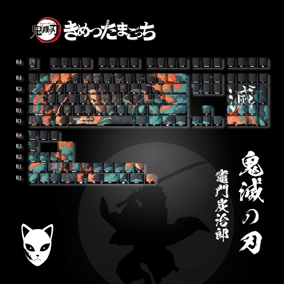 Demon Slayer Kimetsu No Yaiba Series, PBT Material Heat Sublimation Original Factory Height, Anime Game Culture Creative Personalized Keycap Set
