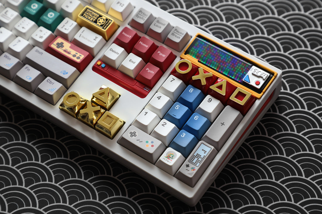 Metal keycaps, game console themed keycaps, mechanical keyboards, personalized keycaps, all metal game console keycaps, decorative keycaps