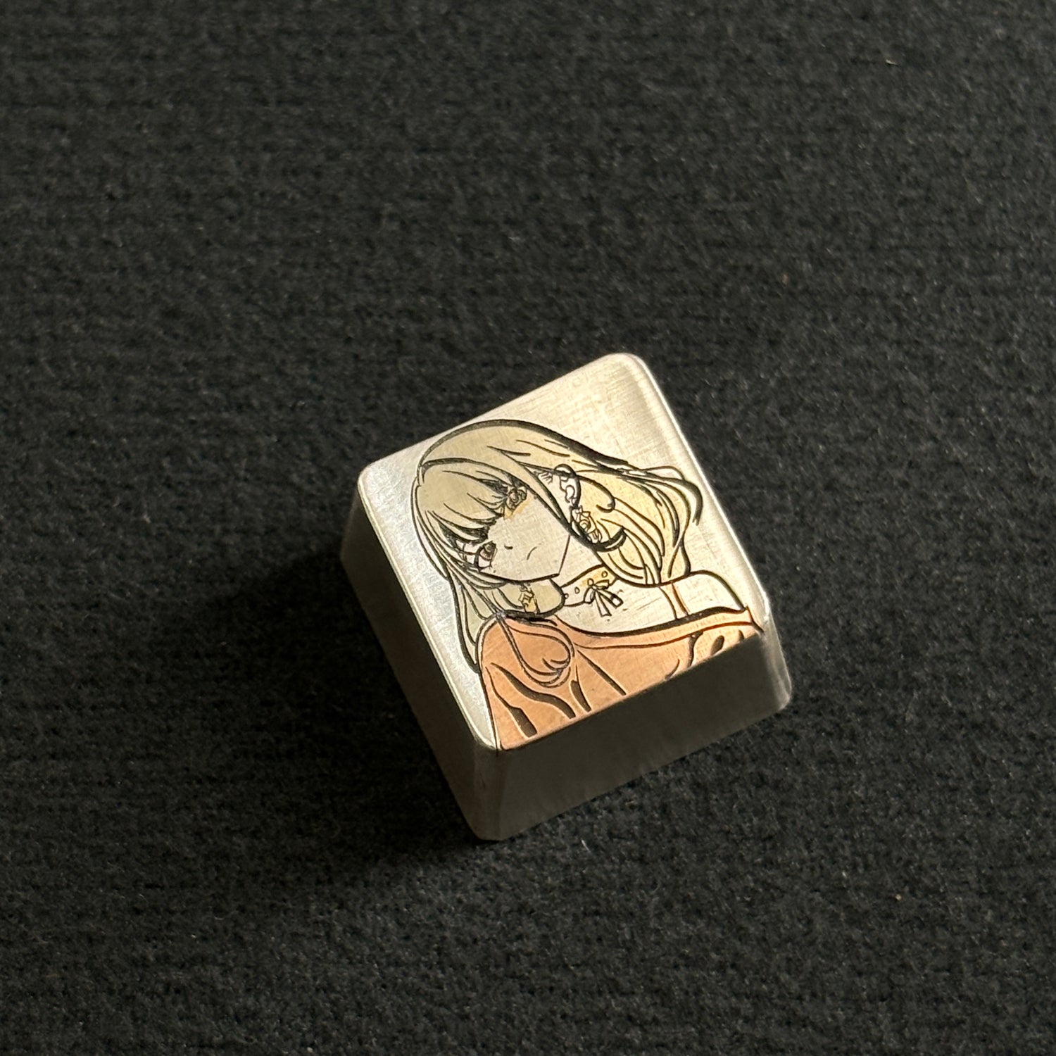 Collection of pure silver hand carved personalized keycaps, hand carved inlaid custom art keycaps