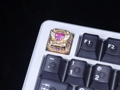 Card Captor Sakura, metal gemstone personalized keycaps, metal magic patterned keyboard decorative keycaps