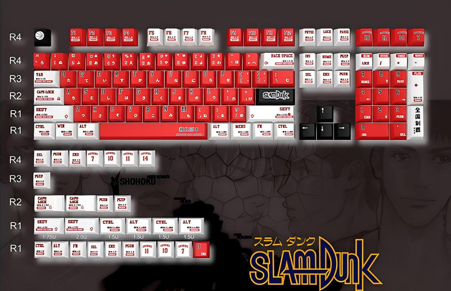SLAM DUNK Theme, PBT Material Five sided Heat Sublimation, Anime Game Series Personalized Set Decorative Keycaps