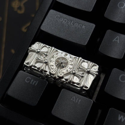 Chrome Hearts style, full keyboard key positions, 925 sterling silver custom trendy cultural keycaps, fashionable and personalized artistic decorative keycaps.