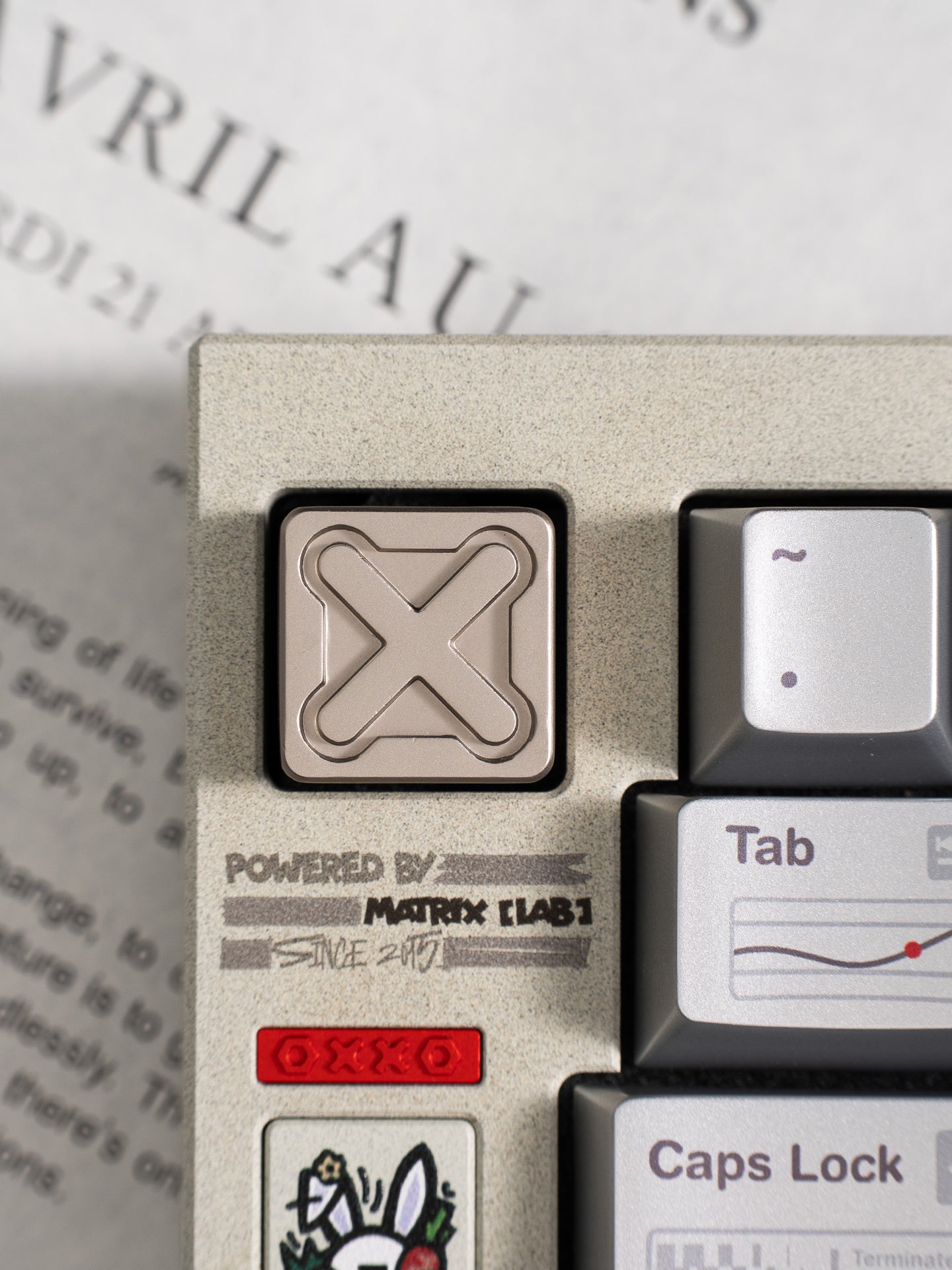 Nuclear Cube themed design, metal black and white color scheme, glossy matte metal, customized personalized keycaps