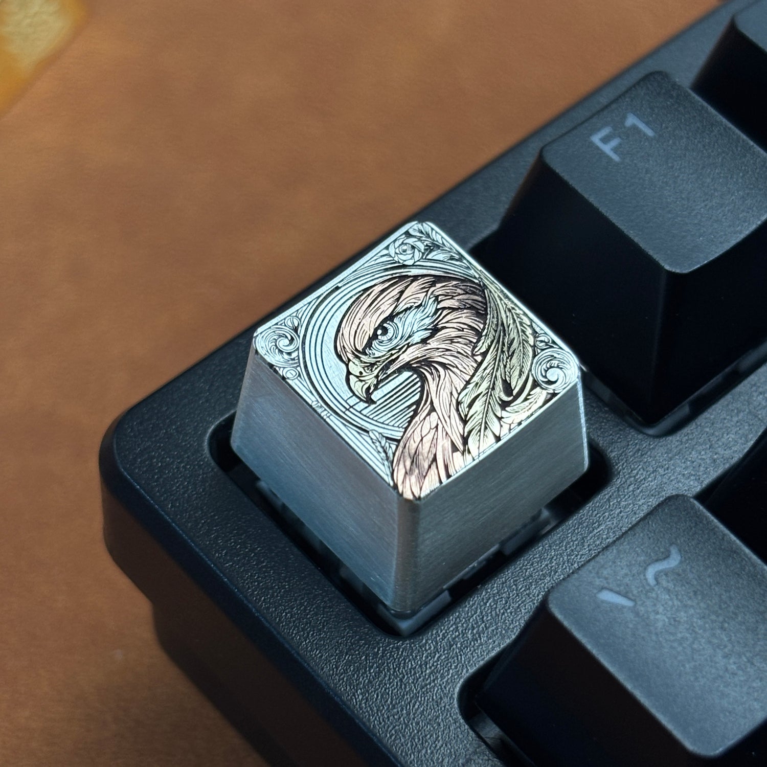 Collection of pure silver hand carved personalized keycaps, hand carved inlaid custom art keycaps