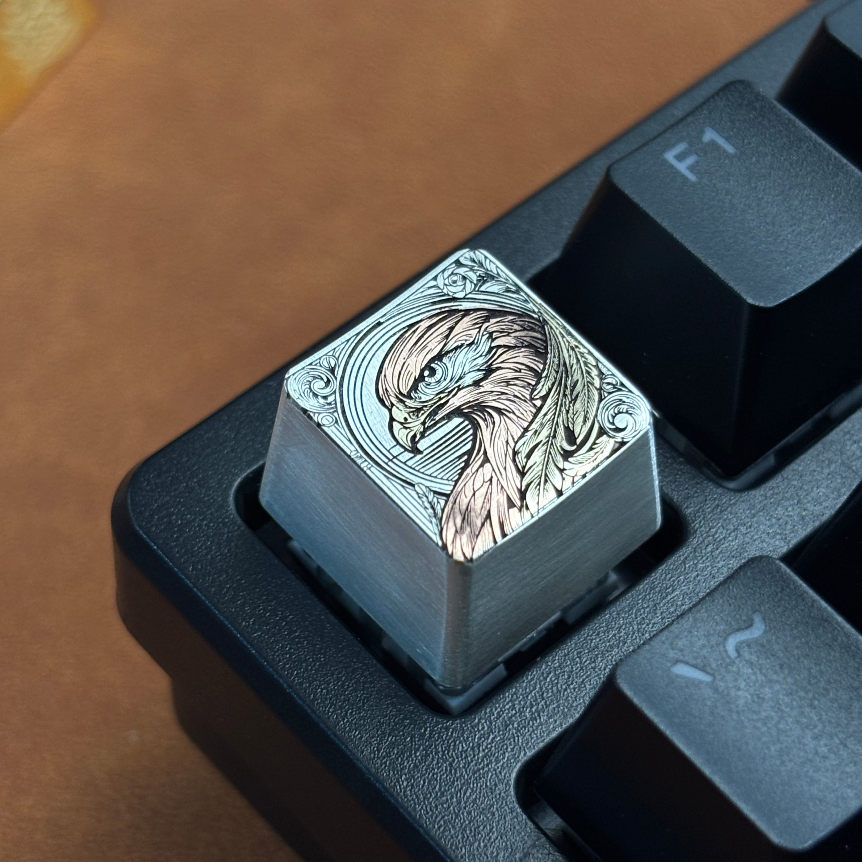 Collection of pure silver hand carved personalized keycaps, hand carved inlaid custom art keycaps