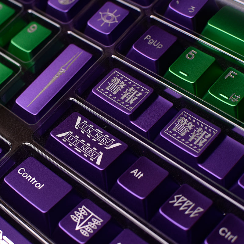 Aluminum alloy EVA metal keycap set, EVANGELION-01 color scheme, cultural and creative products related to anime and games, personalized keycap set.