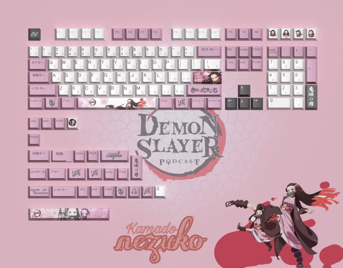 Demon Slayer Kimetsu No Yaiba Series, PBT Material Heat Sublimation Original Factory Height, Anime Game Culture Creative Personalized Keycap Set