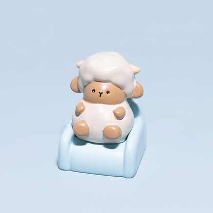 Leisure Time Theme, Small Animals Sitting on Sofa, Resin Spray Personalized Keycaps, Art Design Keycaps