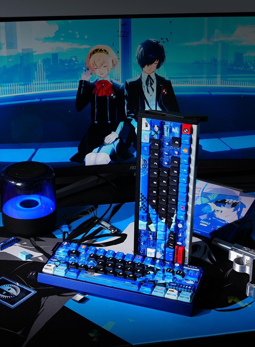 Persona P3R keycap pbt thermal sublimation blue nuclear power side transparent personalized keycap set