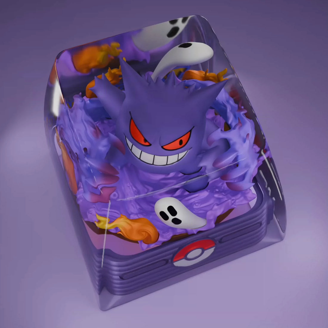 Crystal drops of glue, 1U Ghost gengar. Resin craftsman keycaps, multi-color resin decorative keycaps, anime and game character peripheral keycap products