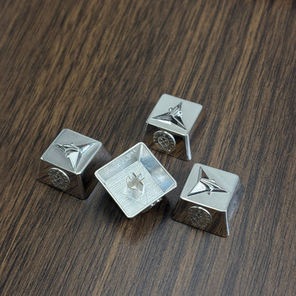 Chrome Hearts style, full keyboard key positions, 925 sterling silver custom trendy cultural keycaps, fashionable and personalized artistic decorative keycaps.