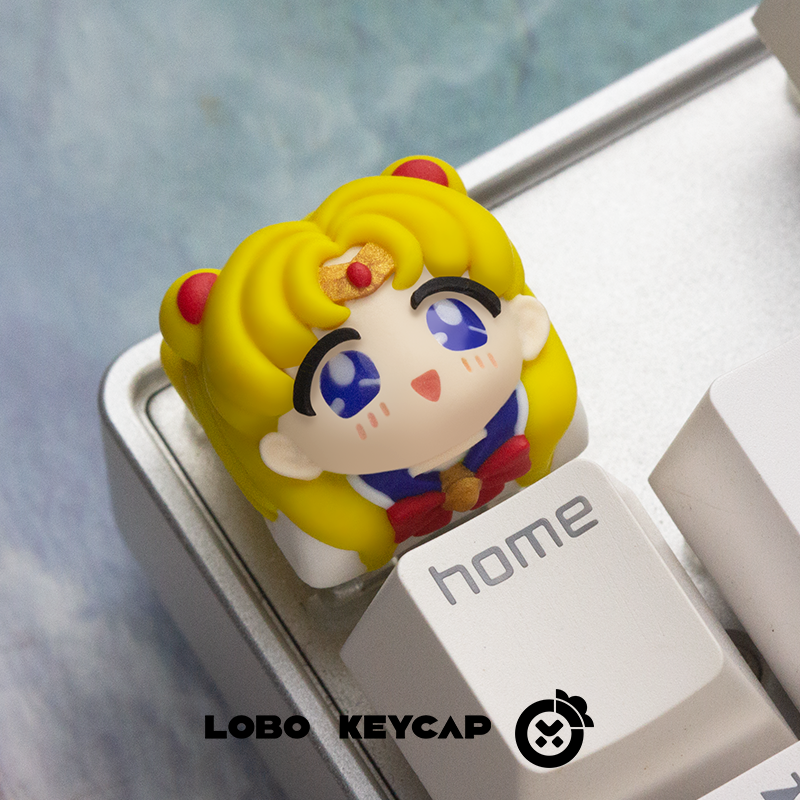 Sailor Moon , Multi-colour resin moulded keycaps, artisankeycaps, personalised keycaps for mechanical keyboards